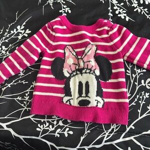 GAP Pink and White Striped Minnie Mouse Sweater